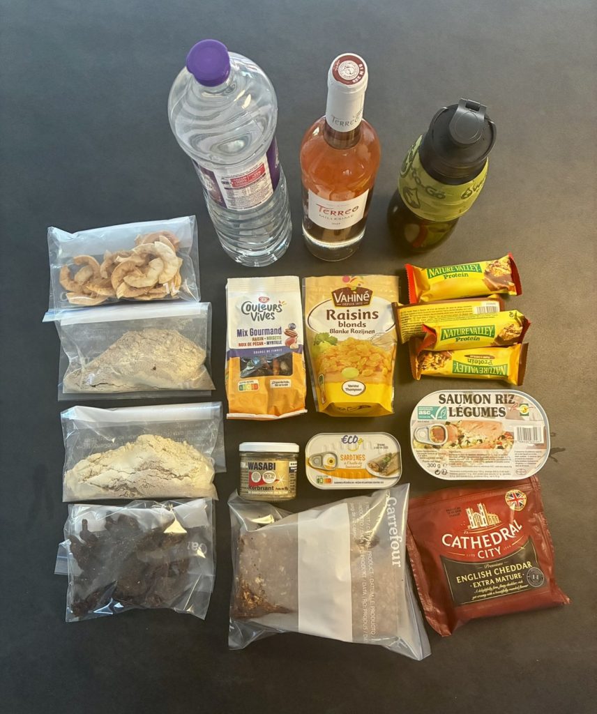 Nourriture emportée pour la randonnée de deux jours et demi